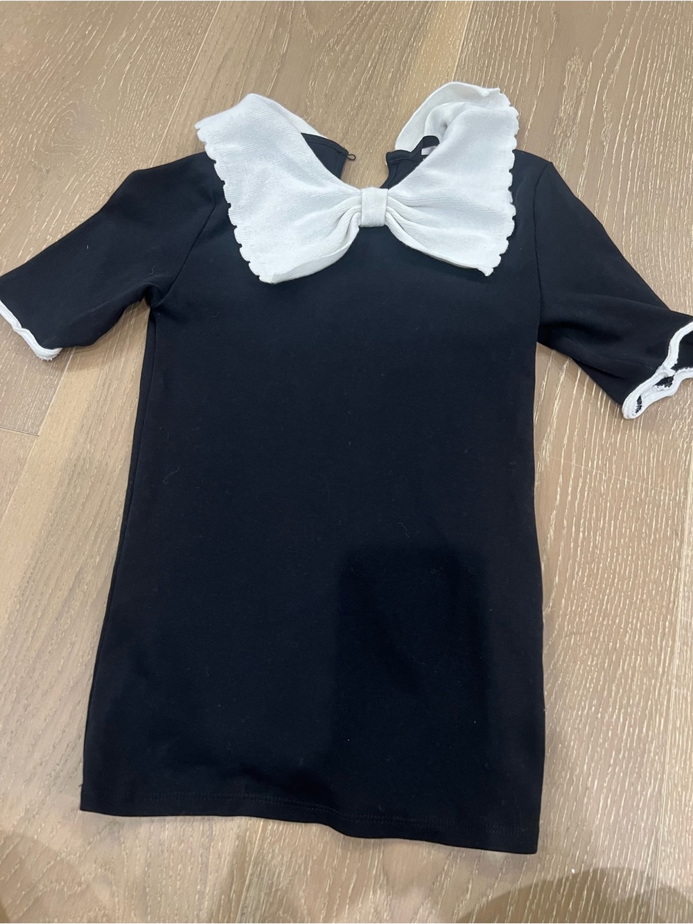 Zara Black Top with White Trim Collar
